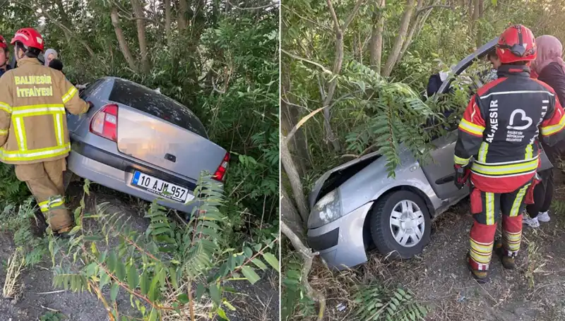 Balıkesir'de Şarampole Yuvarlanan Otomobil: İki Kişi Yaralandı!